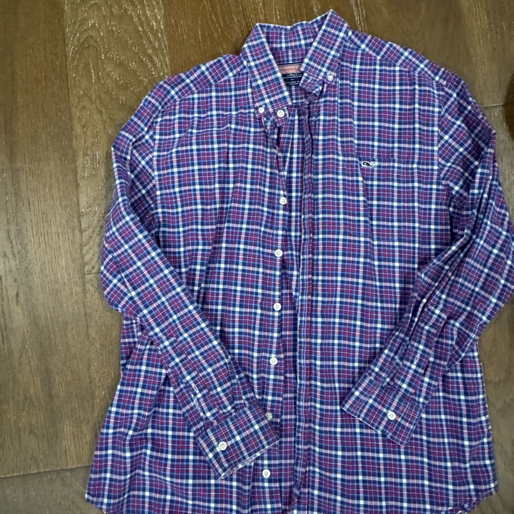 Vineyard Vines Purple and Blue Plaid Shirt